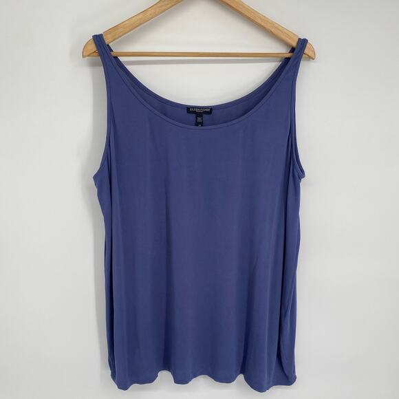 Eileen Fisher Tops - Eileen Fisher Tank Women’s 2X Raw Silk Periwinkle Quiet Luxury Old Money